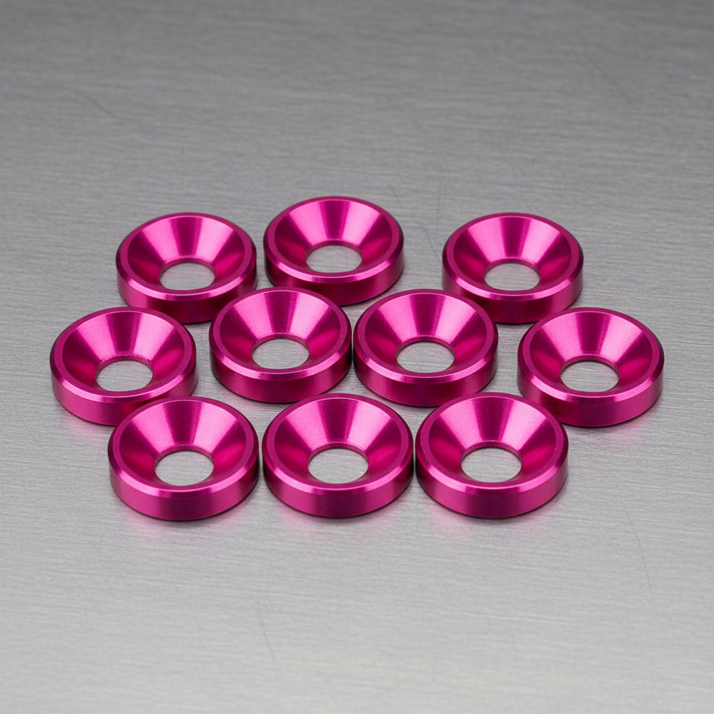 1up Racing Premium Aluminium Countersunk Washers - Hot Pink