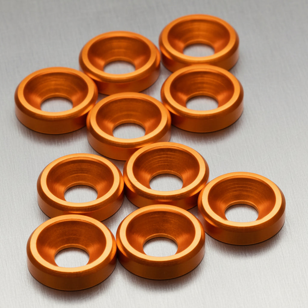 1up Racing Premium Aluminum Countersunk Washers - Orange