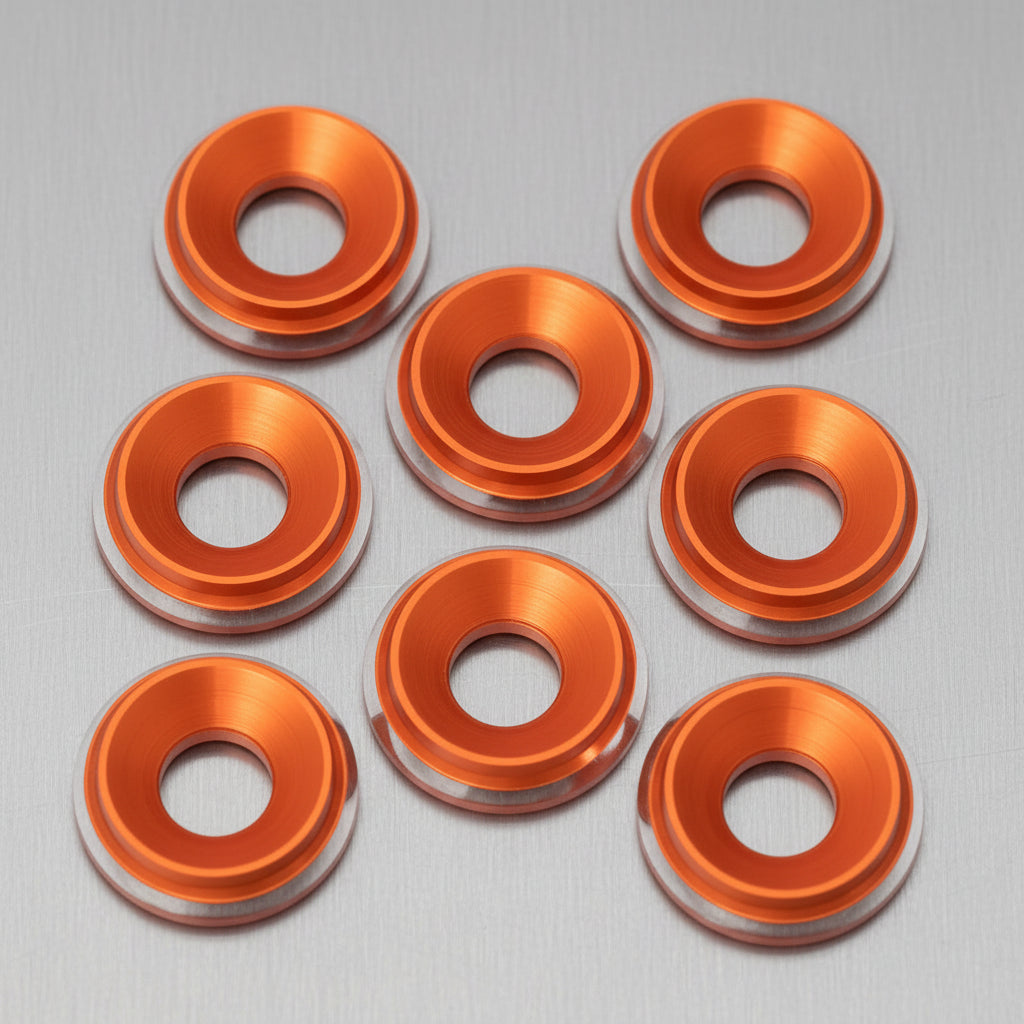 1up Racing 7075 LowPro Countersunk Washers - M3 w/ Shine Chamfer (8)