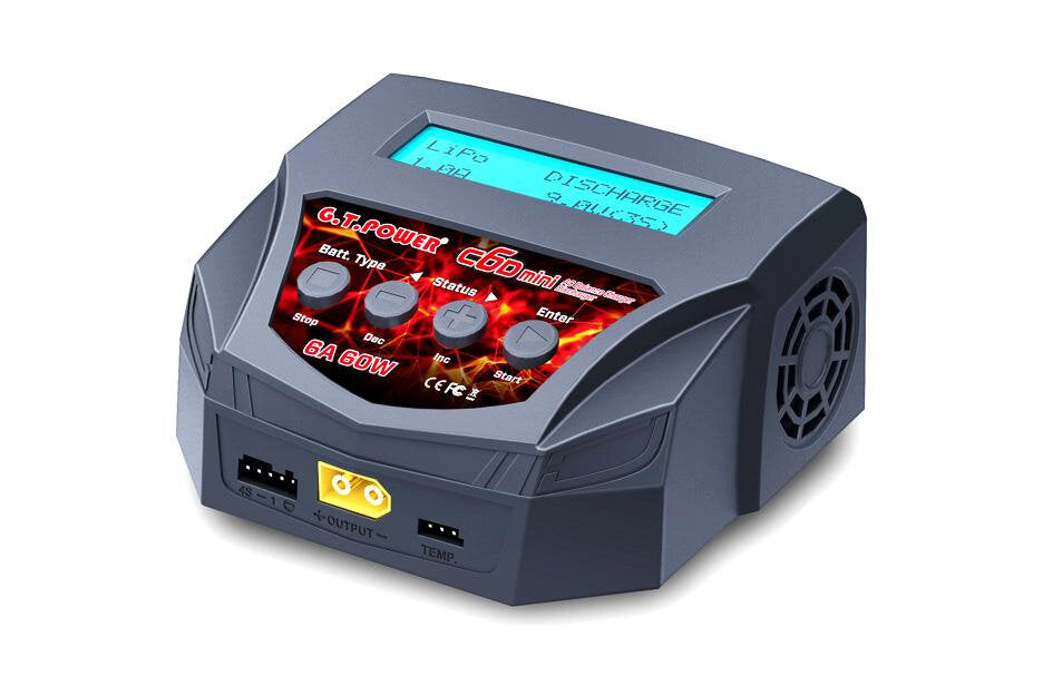 C6D Mini AC Charger, 6A 60W, 2-4S LiPo, LiFe, LiHV, Lilon, NiMH NiCd Pb 6V-12V