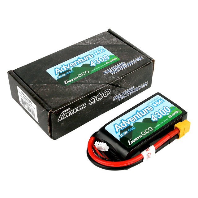 Gens Ace Adventure HV Shorty 4300mAh 3S1P 11.4V 60C Lipo Battery with XT60 Plug 90x42x30mm 244g IN TRANSIT