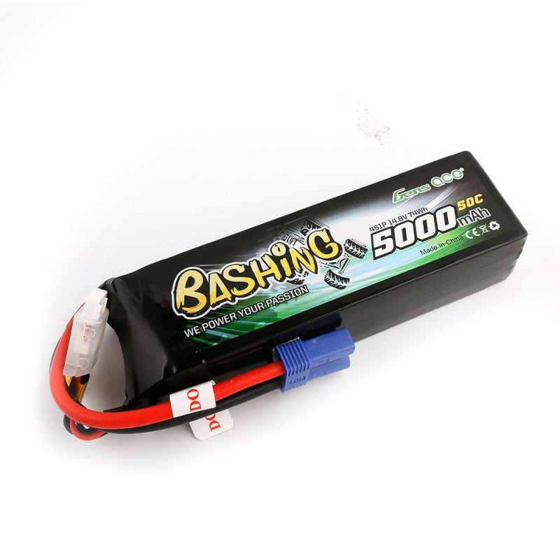 Gens Ace 5000mah 4S 14.8v 60C Lipo Battery Pack with EC5 Plug-Bashing Series 137x43x34mm 437g BACK ORDER