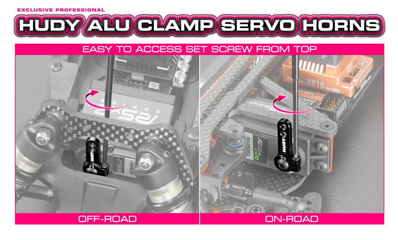 HUDY: ALU CLAMP SERVO HORN - KO PROPO, SANWA - 3-HOLE M3 - 23T