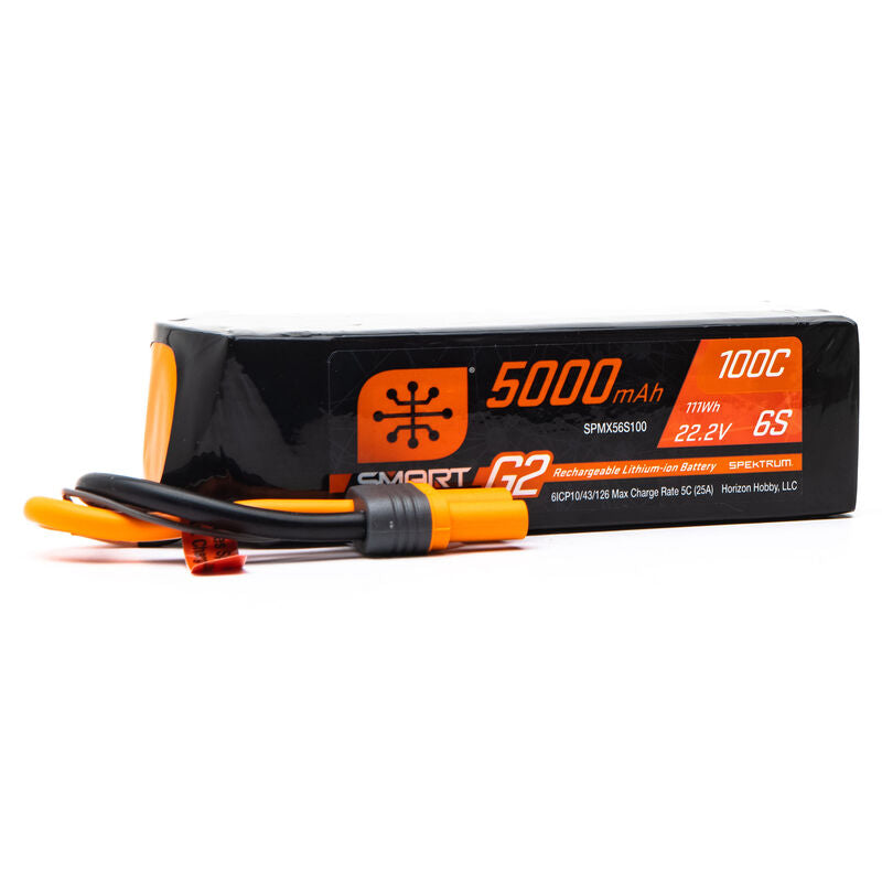 5000mAh 6S 22.2V Smart G2 LiPo Battery, 100C, IC5 by Spektrum 5 DAY DELIVERY