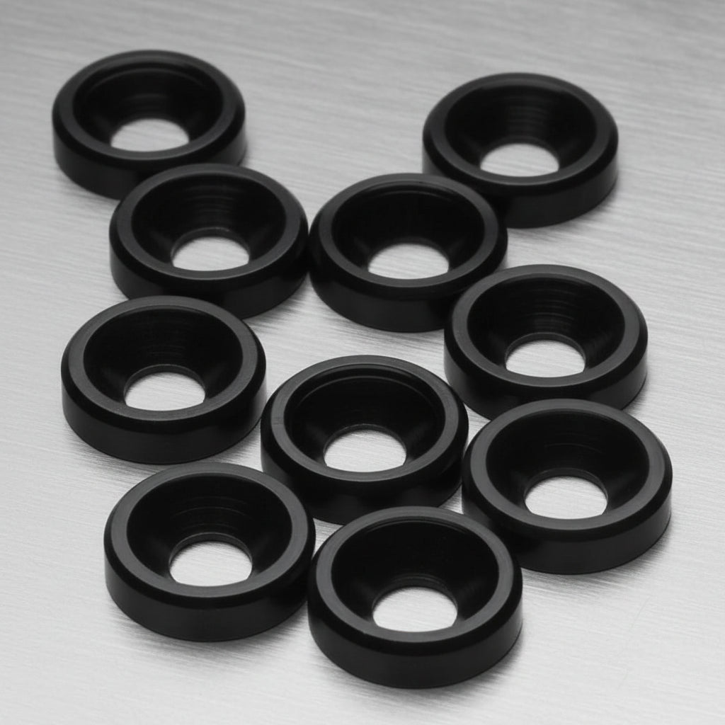 1up Racing Premium Aluminum Countersunk Washers - Black