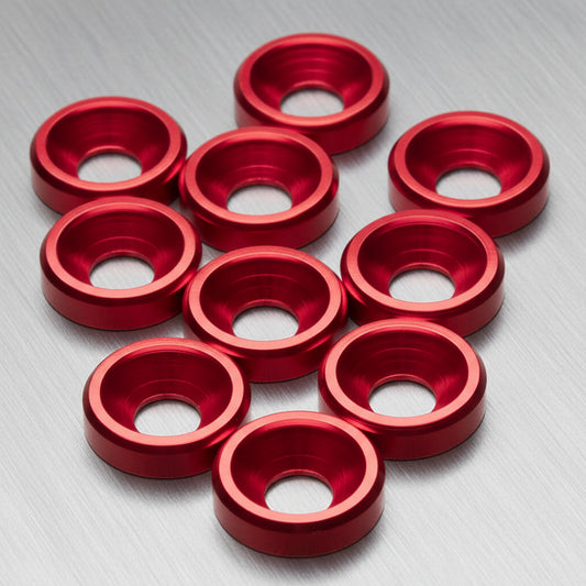 1up Racing Premium Aluminum Countersunk Washers - Red