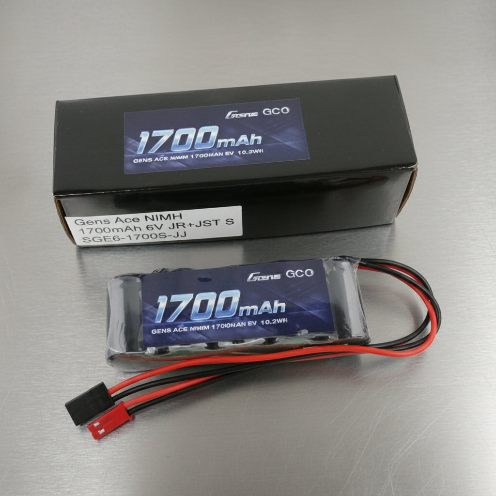 Gens Ace 6.0V 1700mAh 2/3A x 5 NiMh Flat RX Battery Pack with Dual JR-JST Plug 125g