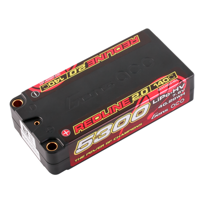 Gens Ace Redline 2.0 5300mAh 2S 7.6V 140C HardCase #64 HV Shorty Lipo Battery 199g 96x47x22.5mm IFMAR