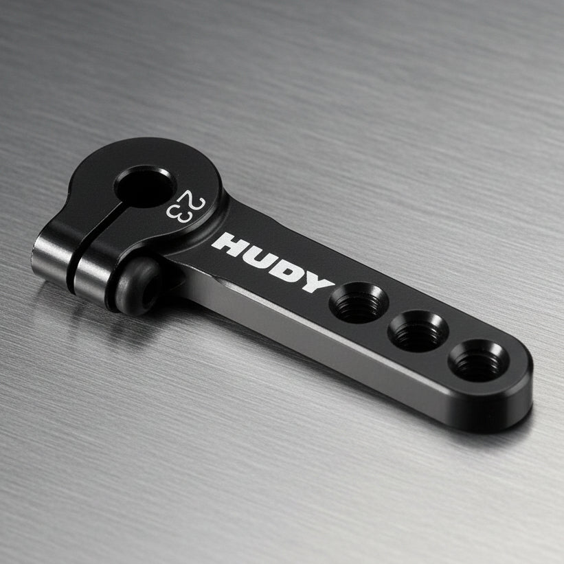 HUDY: ALU CLAMP SERVO HORN - KO PROPO, SANWA - 3-HOLE M3 - 23T