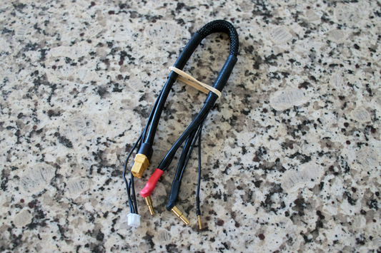 High Current Charge Cable w/4mm & 5mm Solid Bullet Connector 12awg for 2s 300mm