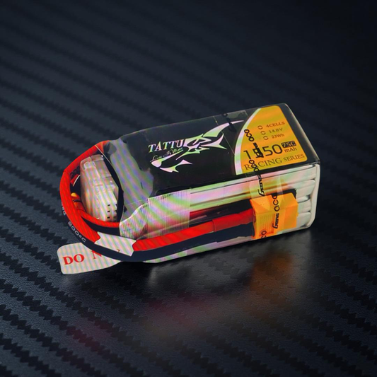 Tattu 1550mAh 4S 14.8v 45C Lipo Battery 72x36x33mm 175gWith XT60 Plug