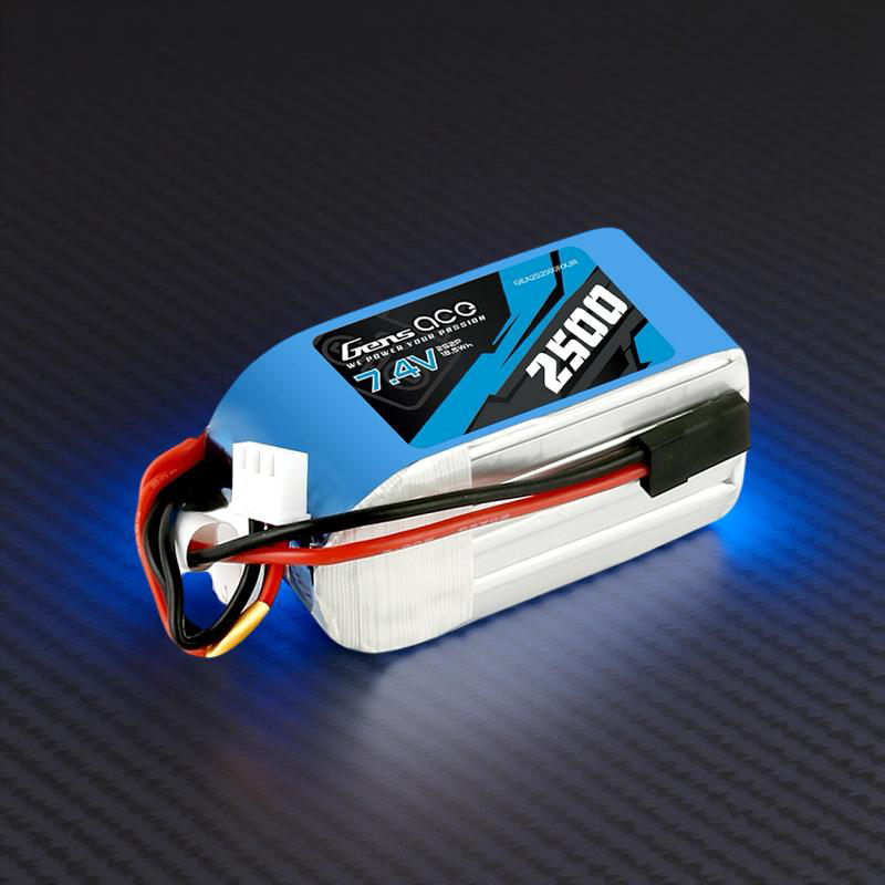Gens Ace 2500mAh 2S 7.4v Hump Lipo RX Battery Pack 57x30x30mm 130g JR Plug and XH Balance. Suit 1/8th Buggy RX Box