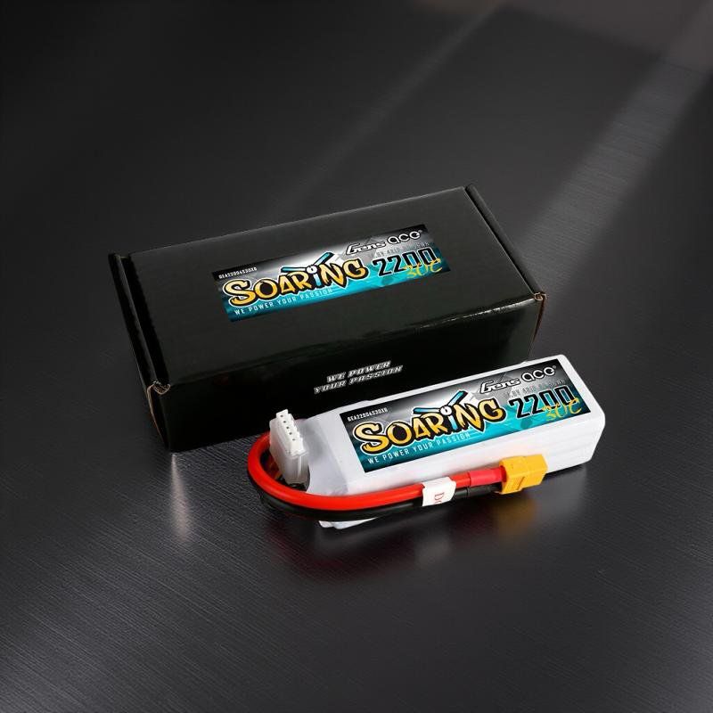 Gens-Ace Soaring 2200mAh, 14.8V, 4S1P, 30C Lipo Battery 107x34x27mm 214g With EC3 Plug