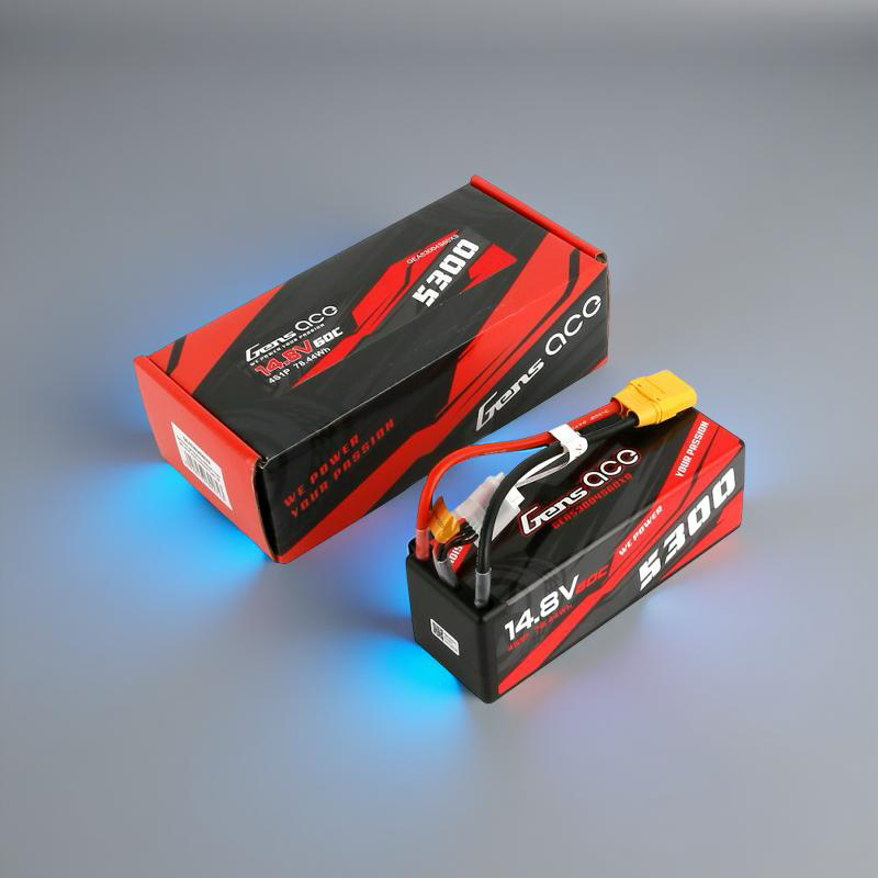 Gens Ace 5300mAh 4S 14.8v 60C Hard Case Lipo Battery 138x46x50mm 589g with EC5 Plug and XH Balance