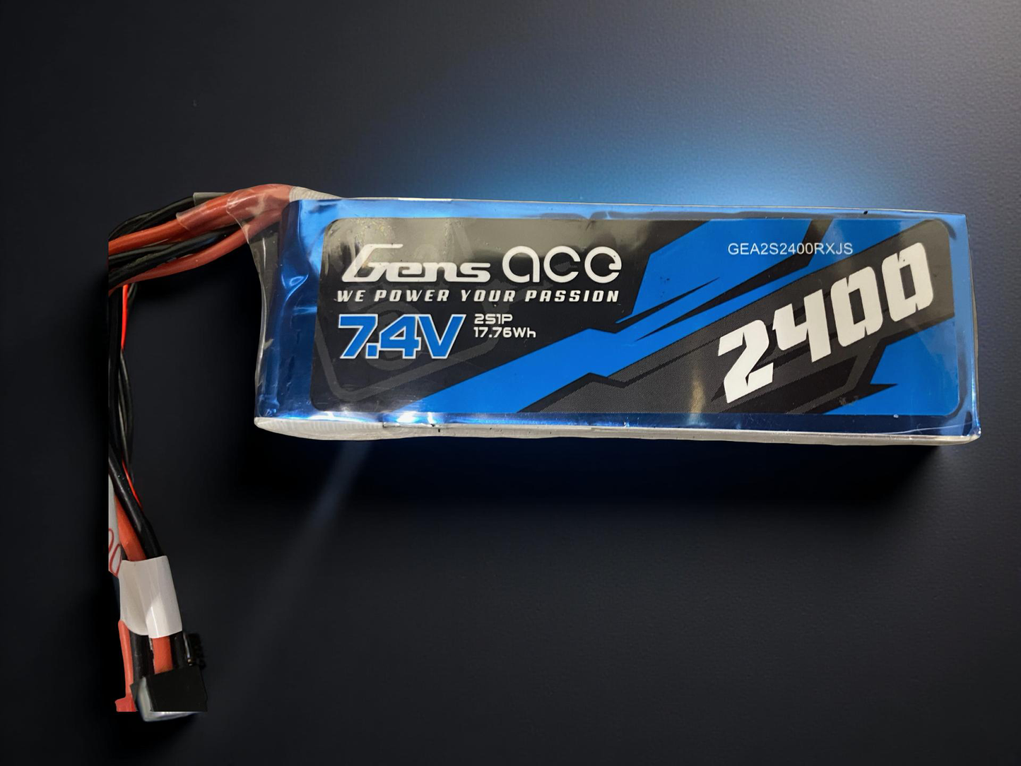 Gens Ace 2400mAh 2S 7.4v RX Lipo Battery 88x29x17mm 94g Universal Servo Plug 3P Futaba & XH BALANCE PLUG Suit 1/8th Buggy RX Box