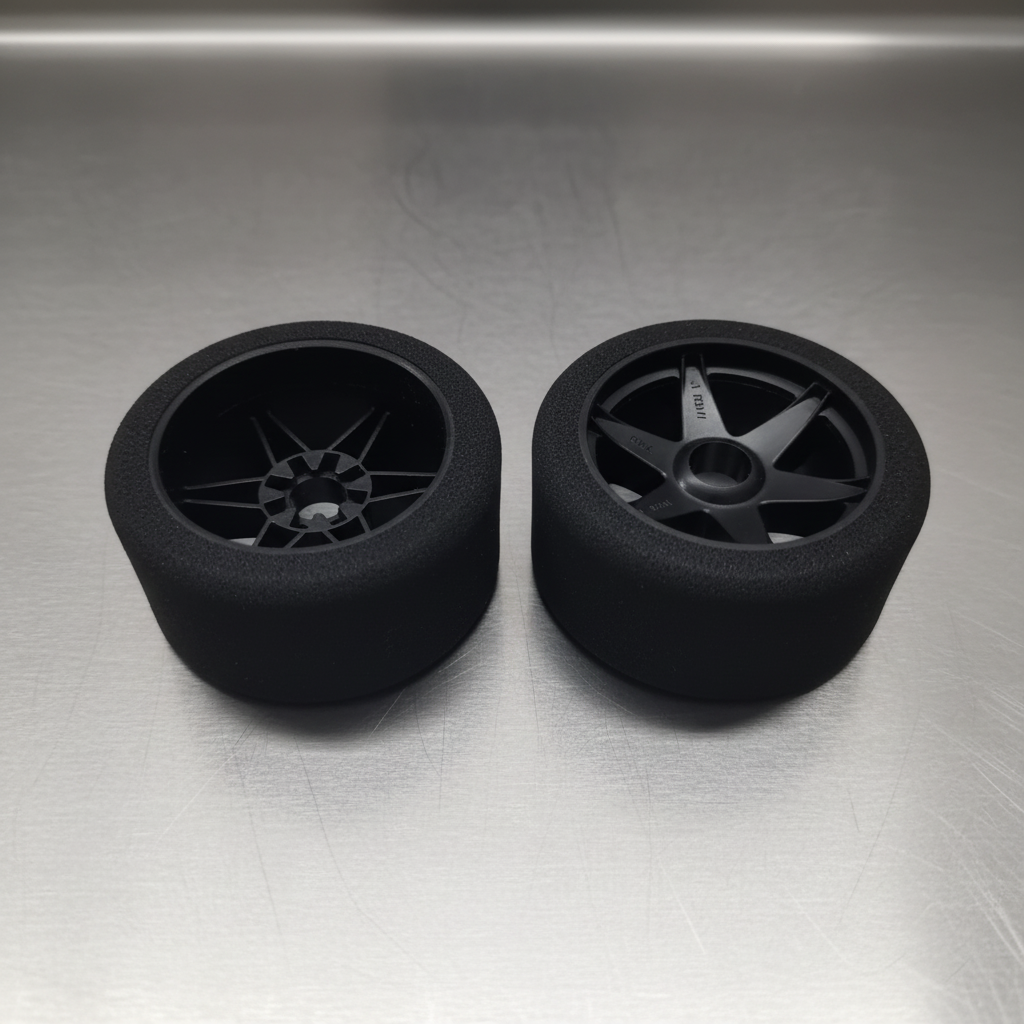 HR08FB32 Hot Race 1:8 32 Shore Front Tyres Mounted on CARBON Rims. (2)