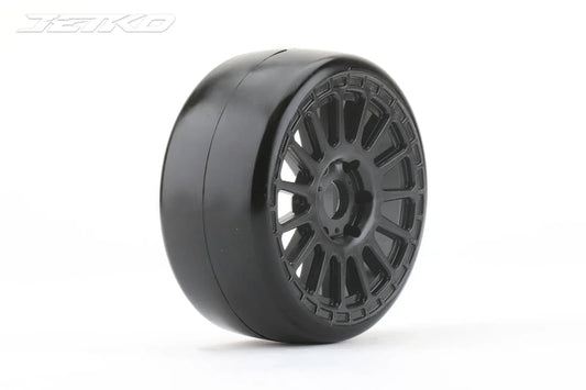 PRE-ORDER 1/8 GT Buster Mounted Slick Race Tyres (2pc) Radia Rim/Ultra Soft/ Belted by Jetko (IN TRANSIT)