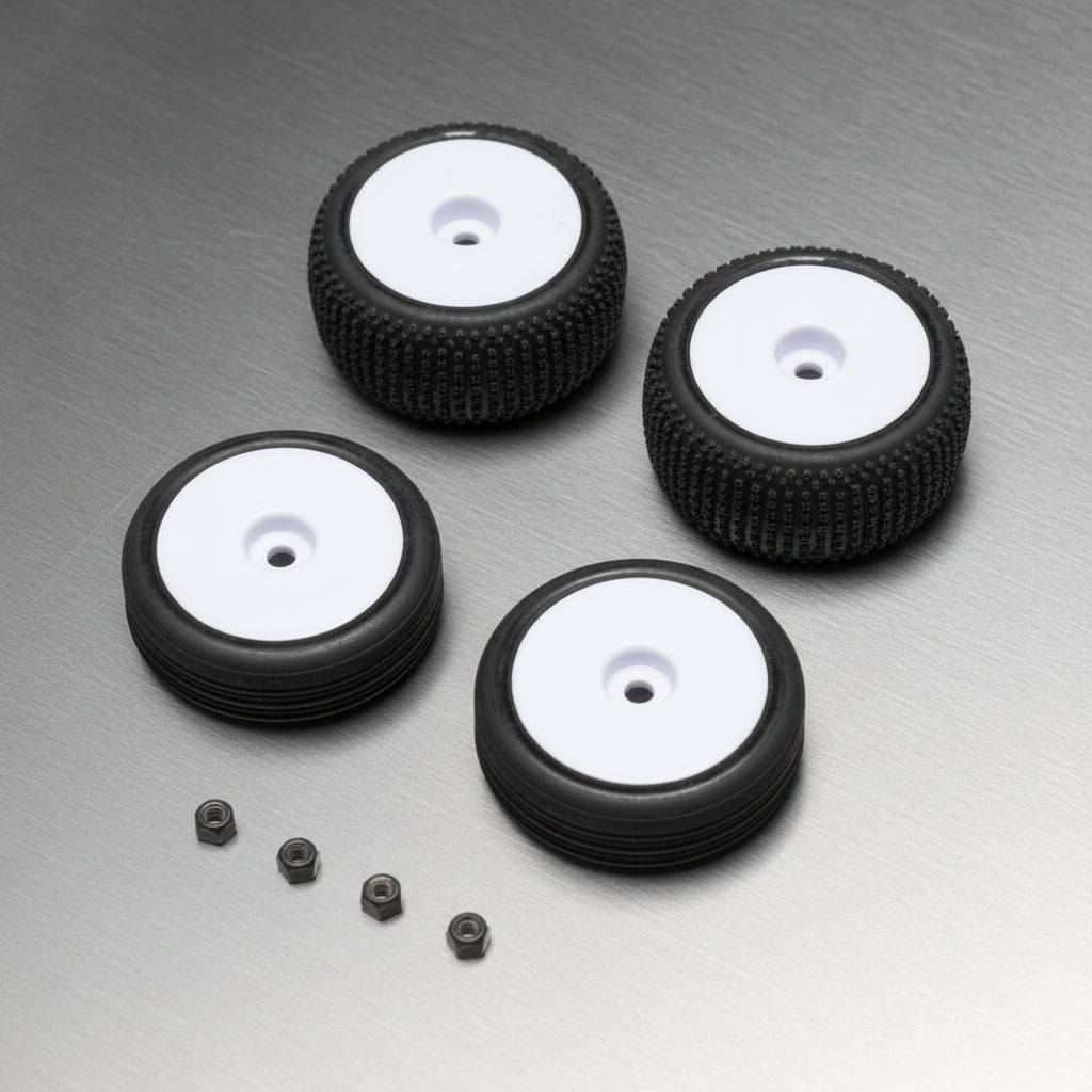 Losi Tires, Wheels, White, Mounted: Micro-B by LOSI (5day delivery)
