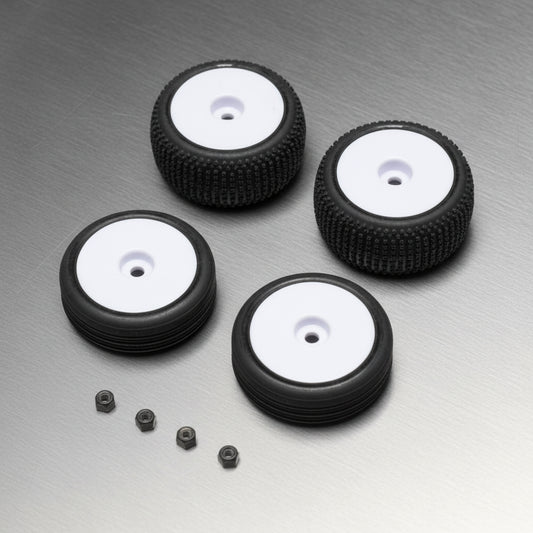 Losi Tires, Wheels, White, Mounted: Micro-B by LOSI (5day delivery)